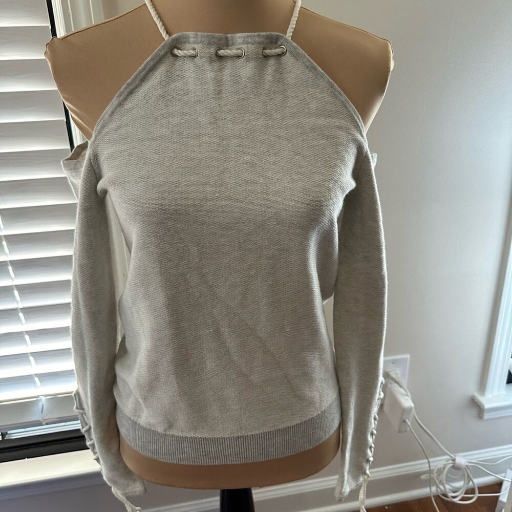 Intermix Open Shoulder Rope Tie Knit Top- NWT - Picture 2 of 8
